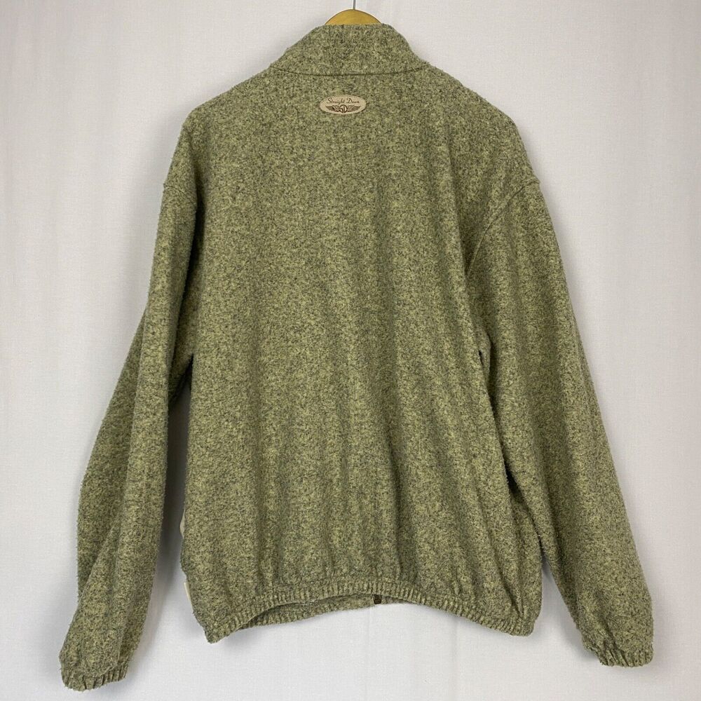 Straight Down Fleece Jacket Mens Large Green Full Zip Pockets Golf Lightweight - Picture 5 of 16